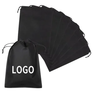 Reusable Non Woven Pull Rope Dust Bag Eco Friendly Travel Carrying Black Drawstring Bag with Logo All Seasons China