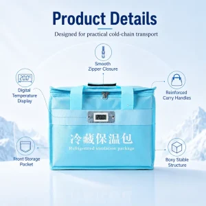 Reusable Thermal Insulation Cooler Bag Box for Fresh Food Beverage Lunch and Medical Cold Storage