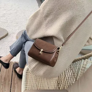 SEAMMAR Women’s Small Square Crossbody Bag Cow Split Leather Street Style Shoulder Handbag