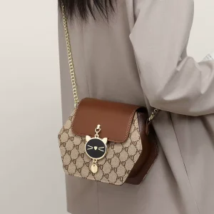 SEAMMER Luxury PVC Square Bag Cat Print Chain Bag Hot Style Small Crossbody