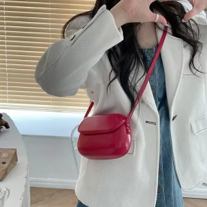 Saddle Bag Small Women’s Designer Niche New Spring Summer Shoulder Crossbody PU Red Fashion