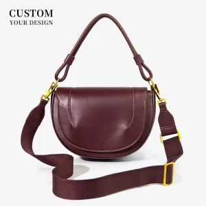 Saddle Crossbody Bag Solid PU Multi Pocket Cover Closure Detachable Wide Adjustable Strap for Women OEM ODM