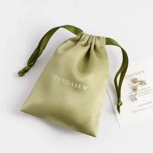 Sage Green Luxury Satin Drawstring Bag Premium Silk Pouch for Jewelry Cosmetics Hair Accessories Gift Wrapping