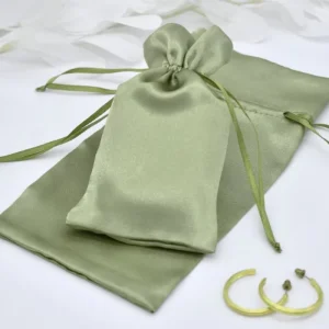 Sage Green Satin Drawstring Bag Custom Multi use Jewelry Dice Storage Pouch Personalized Bridesmaid Makeup Tarot Bag