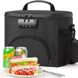 School Lunch Bag Custom Print Insulated Bag Durable Leakproof Combination Lock Shoulder Strap Oxford Large Cooler Bag