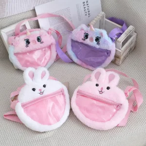 Semi Transparent Design Animal Shoulder Bag Cute Plush Crossbody Bag Personalized Versatile Girl Backpack