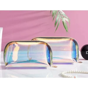 Shiny Makeup Bag Transparent Travel Cosmetic Storage Laser Zipper Closure Popular