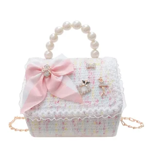 Shoulder Bags for Kids Children Fashion Bags Lovely Pearl Chain Purses Cartoon Princess Messenger Bags