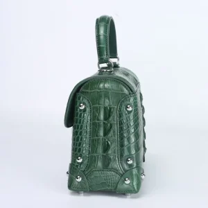 Siamese Crocodile Skin Women’s Genuine Leather Handbag Fashion Trendy Small Square Single Shoulder Crossbody Bag Lock Autumn