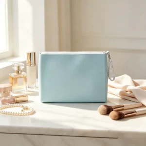 Silicone Cosmetic Bag Waterproof Portable Zipper Makeup Pouch With Wrist Strap Easy Clean Travel Toiletry Storage Bag