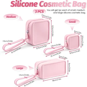 Silicone Makeup Bag Soft Waterproof Travel Cosmetic Bag Makeup Organizer Case with Hand Strap