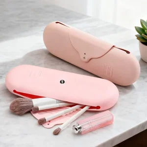 Silicone Makeup Brush Holder Travel Cosmetic Bag Brushes Holder Anti Fall Out Large Travel Makeup Brush Case