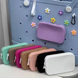 Silicone Waterproof Lightweight Cosmetic Bag Pouch Travel with Strap Fashion Makeup Pouch for Ladies