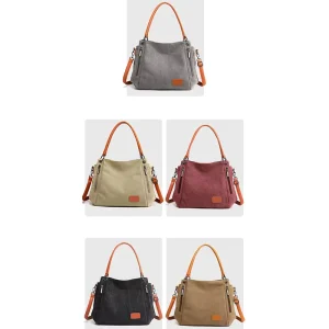Simple Canvas Student Artistic Crossbody Shoulder Bag High Quality Lady Handbag Long Strap Crossbody Bag