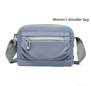 Simple Casual Women’s Nylon Shoulder Bag Large Capacity Daily Portable Crossbody Bag Adjustable Zipper Polyester