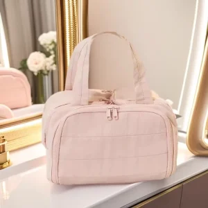 Simple Large Capacity Women Cosmetic Bags Lightweight Portable Ladies Toiletry Storage Handbags Girls Multi Layer Makeup Bag