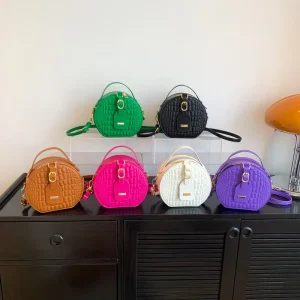 Simple Solid Color Women’s Handbag Bag Small Round Designer Handbags Candy Color Women’s Shoulder Bags