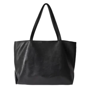 Simple Super Soft PU Leather Portable Tote Bags for Women Big Capacity Shopping Handbag Black Luxury Office Shoulder Bag