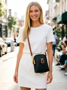 Simplicity Top grain Cowhide Leather Women’s Messenger Phone Handbags Small Purses Zipper Closure Real Leather Shoulder Bag
