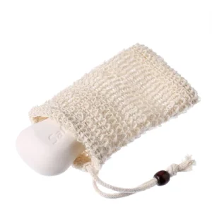 Sisal Soap Bag with Drawstring Strips Exfoliating Foaming Dry Portable & Washable
