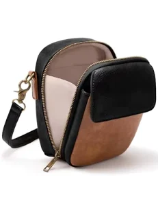 Small Crossbody Bag Vegan Leather Anti-Theft Zipper Cell Phone Purse Vintage Wallet with Card Slots Chains