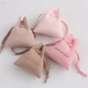 Small Drawstrings Velvet Gift Bags Microfiber Jewelry Pouches with Customized Logo