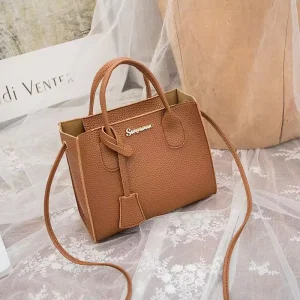 Small PU Luxury Waterproof Handbag for Women with Polyester Lining Removable Shoulder Strap Hand Held Fashion Design