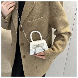 Small Purses and Handbags New Chain Shoulder Handbag Solid Color Bow Mini Designer Handbags