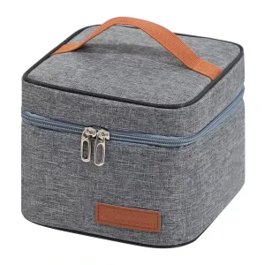 Small Quick Pack Insulation Lunch Bag with Zipper Closure Oxford Cloth Breast Milk Cooler for Mom to Work Eco-friendly Reusable