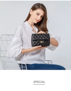 Small Size Diamond Plaid Chain Crossbody Lock Shoulder Bag with Pu Leather and PVC Lining designer handbags