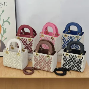 Small Square Women’s Crossbody Handbag High-End Embroidered Design Magnetic Closure Light Luxury Fashionable Daily Use