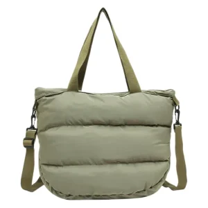 Small Textured Crossbody Shoulder Bag Large Tote Single Strap Soft Waxy Polyester Lining Fashion Style for Winter