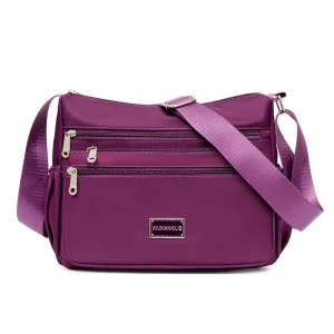 Soft Durable Eco-Friendly Lightweight Nylon Crossbody Bag Women Roomy Multi-Pocket Shoulder Purse Adjustable Strap Smooth