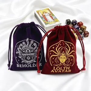 Soft Velour Drawstring Pouch Velvet Jewelry Packaging Bags Custom Printed Logo Dust Bag for Dice & Gift Packing