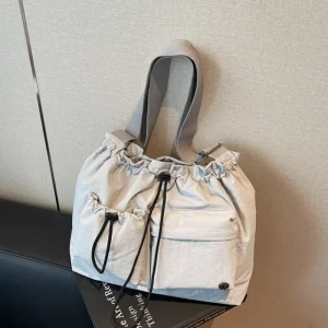 Solid Color Nylon Cloth Women Shoulder Bag Portable Drawstring Female Crossbody Bags Large Quality Daily Ladies Tote Handbags