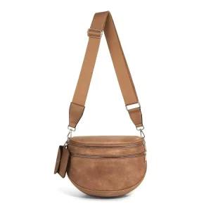 Solid Color Pu Leather Large Capacity Crossbody Bum Sling Bags for Women Stylish Casual Shoulder Bag Adjustable Strap Fanny Pack