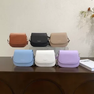Solid Color Saddle Crossbody Bag Women Minimalist Flap Small Shoulder Bag Adjustable Strap Casual Daily Ladies Mini Hand Purse