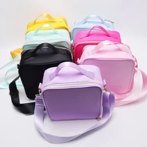 Solid Color Water resistant Nylon Food Package Tote Portable Handle Strap Lunch Box Bag Students Lunch Bags Lunch Bag for Kids