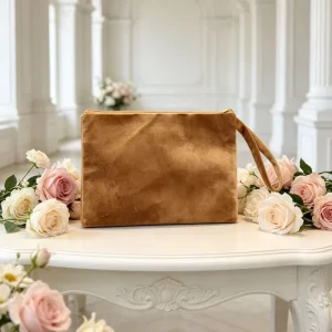 Solid Velvet Zippered Dustproof Mahjong Pouch Multi-Use Clutch Cosmetic Bag