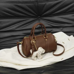 Sophisticated Women’s Light Luxury Style New Style Boston Pillow Bag Tote Crossbody Shoulder Bag Single Strap PU Polyester