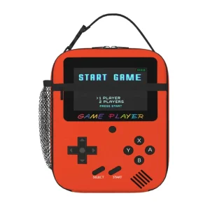Source Factory Eco Friendly Portable Retro Handheld Game Console Print Insulated Lunch Bag Nostalgic Gamer Thermal Tote Boys