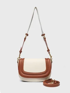 Spanish Women’s PU Saddle Bag New High Quality Magnetic Buckle Double Shoulder Straps Summer Crossbody Bag Decorative Flip