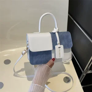 Splice Shoulder Bags Fashion Pu Leather Ladies Handbags Square Underarm Crossbody Zipper Closure Block