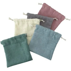 Spot Portable Large Capacity Corduroy Solid Color Storage Blank Makeup Drawstring Bags Three Piece Set Recycled Gift Bag