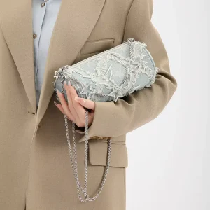 Spring Cross border New Fashion Single shoulder Crossbody Bag Rhombus Pattern PU Leather Zipper High quality Texture Denim