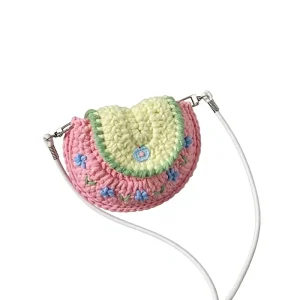 Springtime Hand Knitted Crochet Crossbody Shoulder Bag with Zip Closure Single Strap Niche Design in Pastel Hues