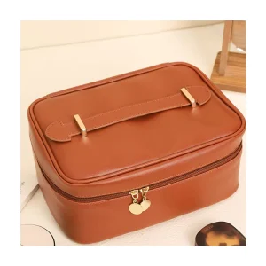 Square Zipper Makeup Bag Portable PU Leather Toiletry Cosmetics Storage Bag Waterproof Travel Cosmetic Bag