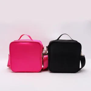 Stock Low MOQ Portable Cute Pink School Lunch Bag Custom Logo Waterproof Solid Color Kids Insulated Lunch Bag