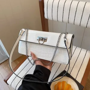 Stone Pattern Small Women’s High-end Bag Polyester Cover Versatile Chain Shoulder Bag