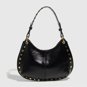 Street Punk Rivet Adjustable Single Shoulder Women’s Crossbody Saddle Bag PU Polyester Medium Magnetic Clasp